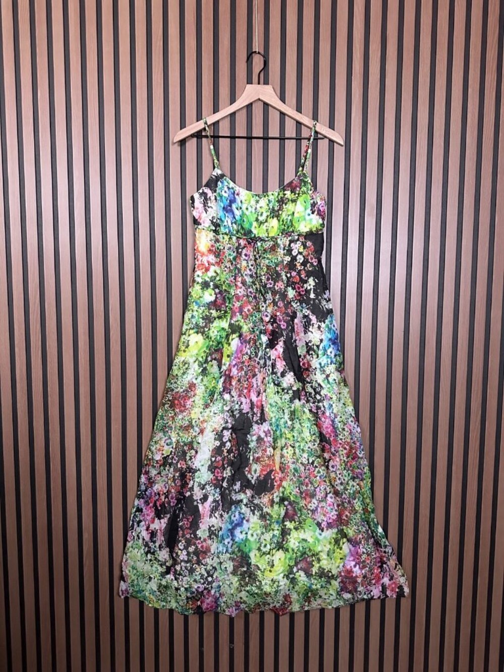 New Apanage Midi Dress US 4 Multicolor Blossom Floral Abstract A Line Slip